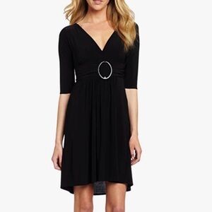 Star Vixen 3/4 Sleeve Buckle Detail Swingy Dress in black Size Large